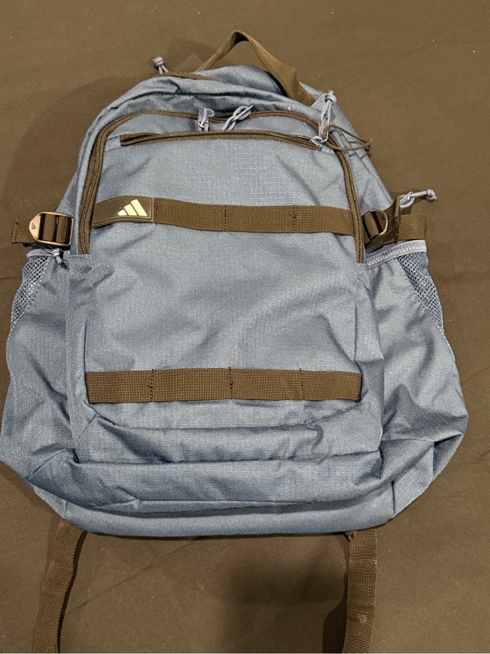 adidas Men's Blue Backpack with Brown Accents